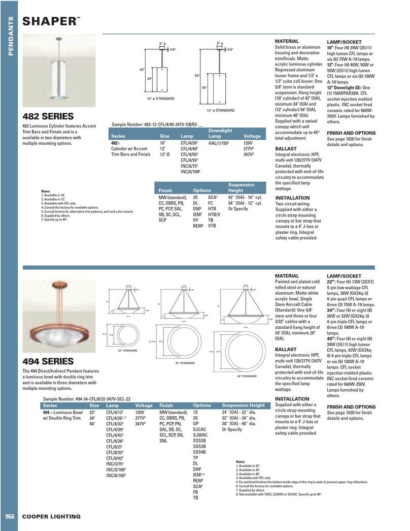 Cooper Lighting Shaper 482 User manual