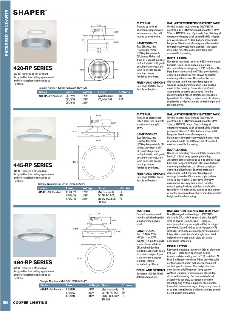 Cooper Lighting Shaper 420-RP User manual