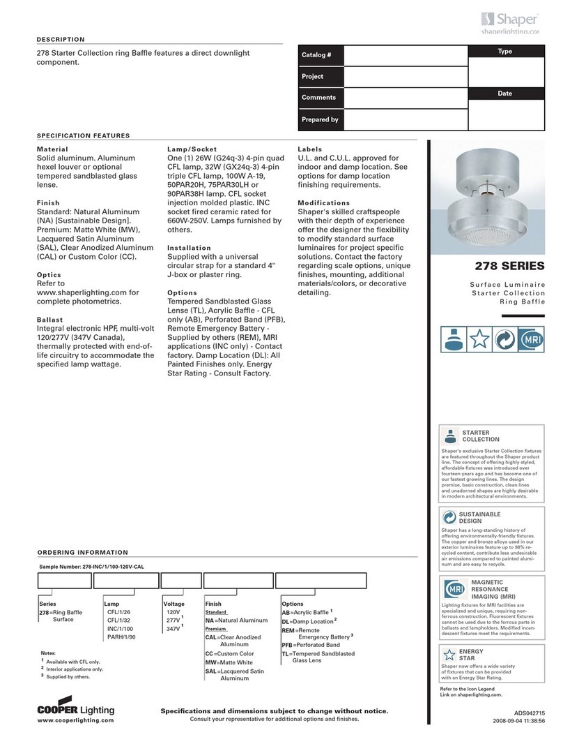 Cooper Lighting Shaper 278 Series User manual Cooper Lighting Shaper 278 Series User manual
