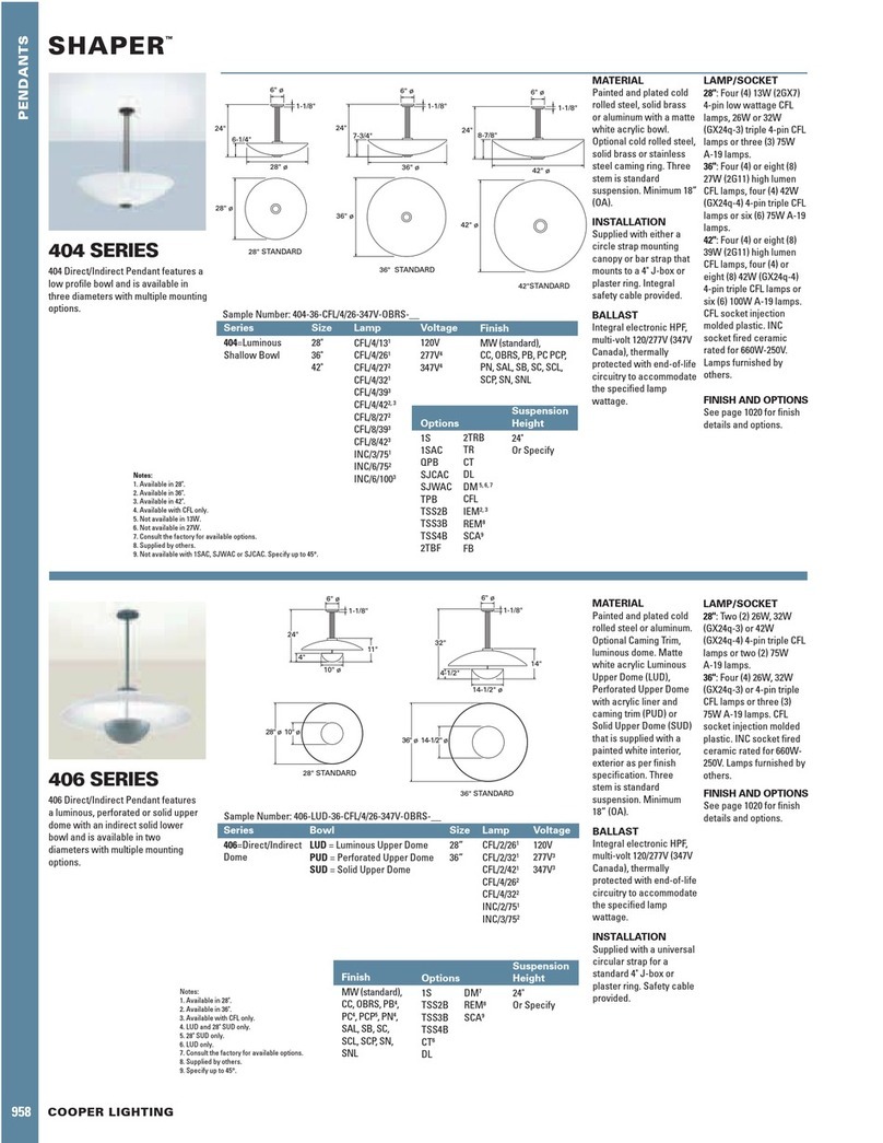Cooper Lighting Shaper 404 Series User manual