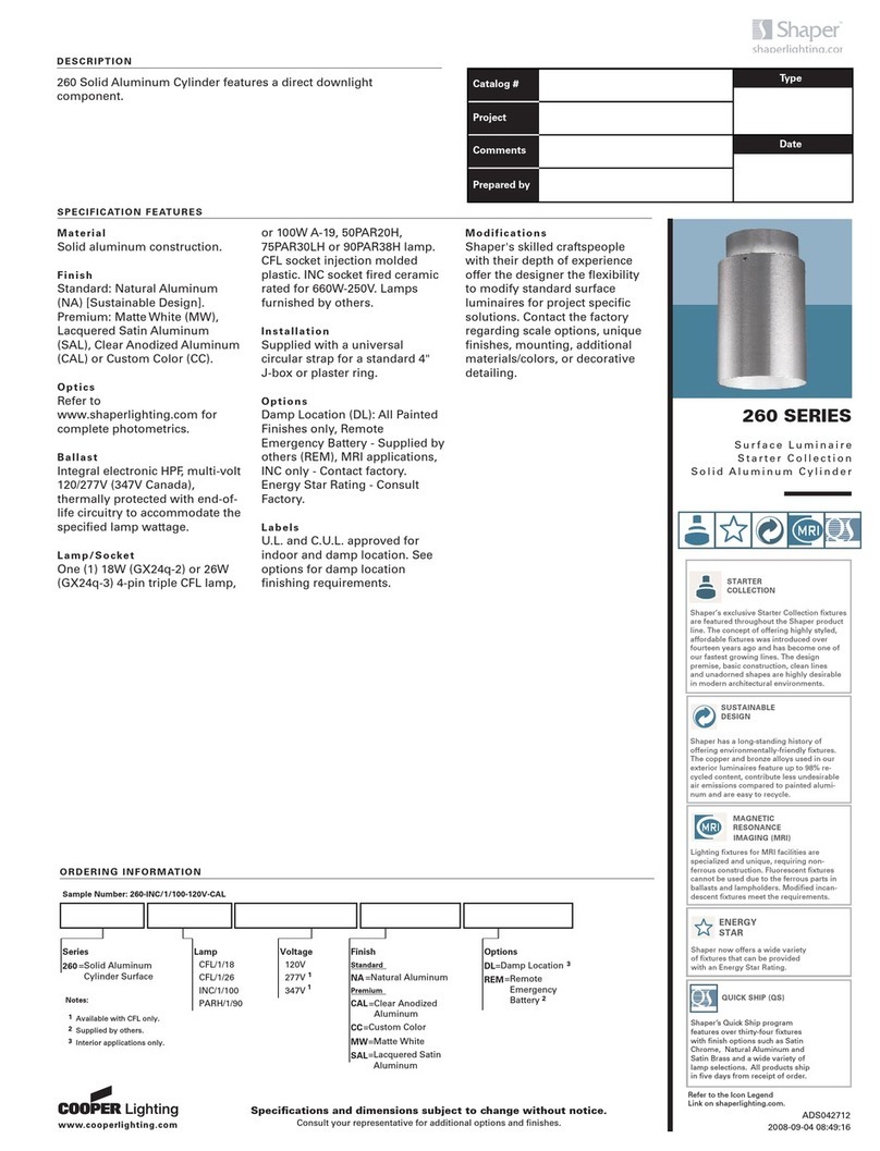 Cooper Lighting Shaper 260 User manual