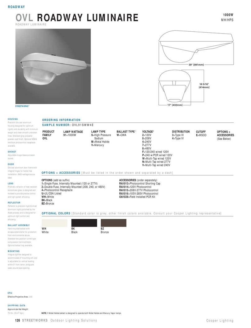 Cooper Lighting OVL91SWW4E User manual Cooper Lighting OVL91SWW4E User manual