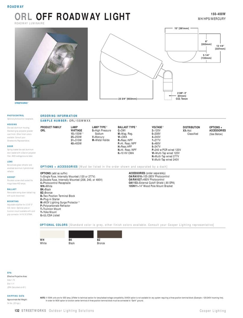 Cooper Lighting ORL15SWWXX User manual Cooper Lighting ORL15SWWXX User manual