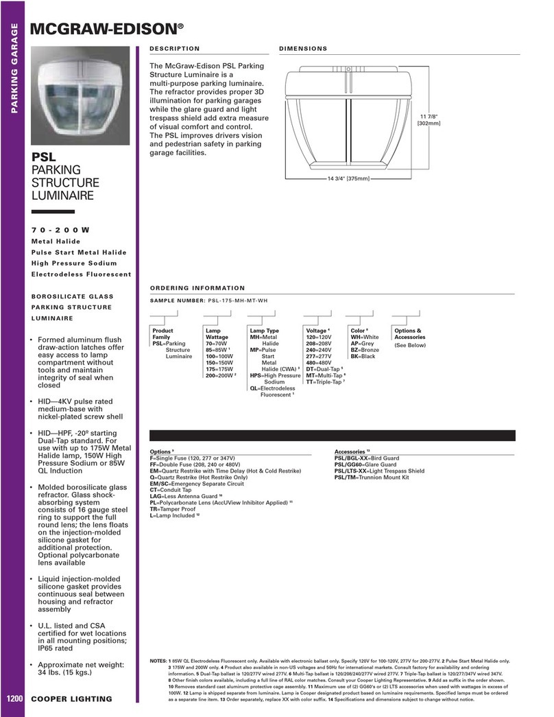 Cooper Lighting McGraw-Edison PSL Specification sheet