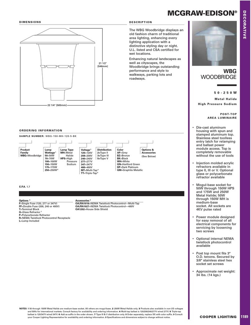 Cooper Lighting MCGRAW-EDISON WBG User manual Cooper Lighting MCGRAW-EDISON WBG User manual