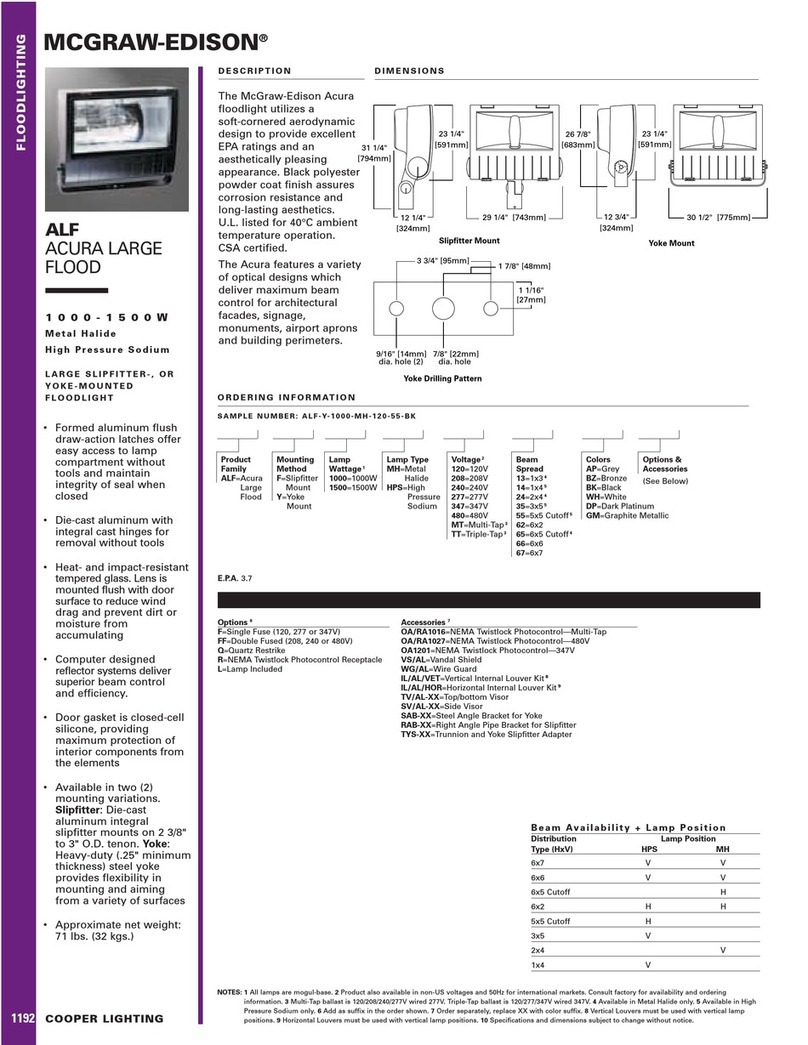 Cooper Lighting MCGRAW-EDISON 1192 Specification sheet