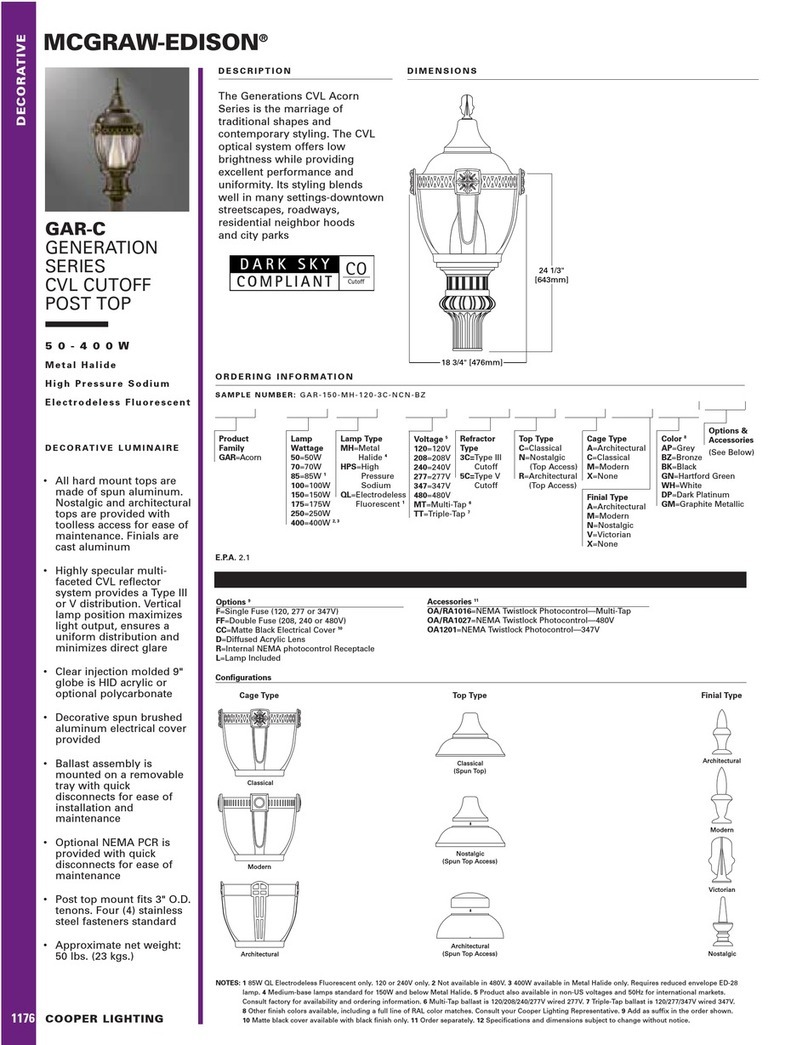 Cooper Lighting MCGRAW-EDISON GAR-C User manual Cooper Lighting MCGRAW-EDISON GAR-C User manual