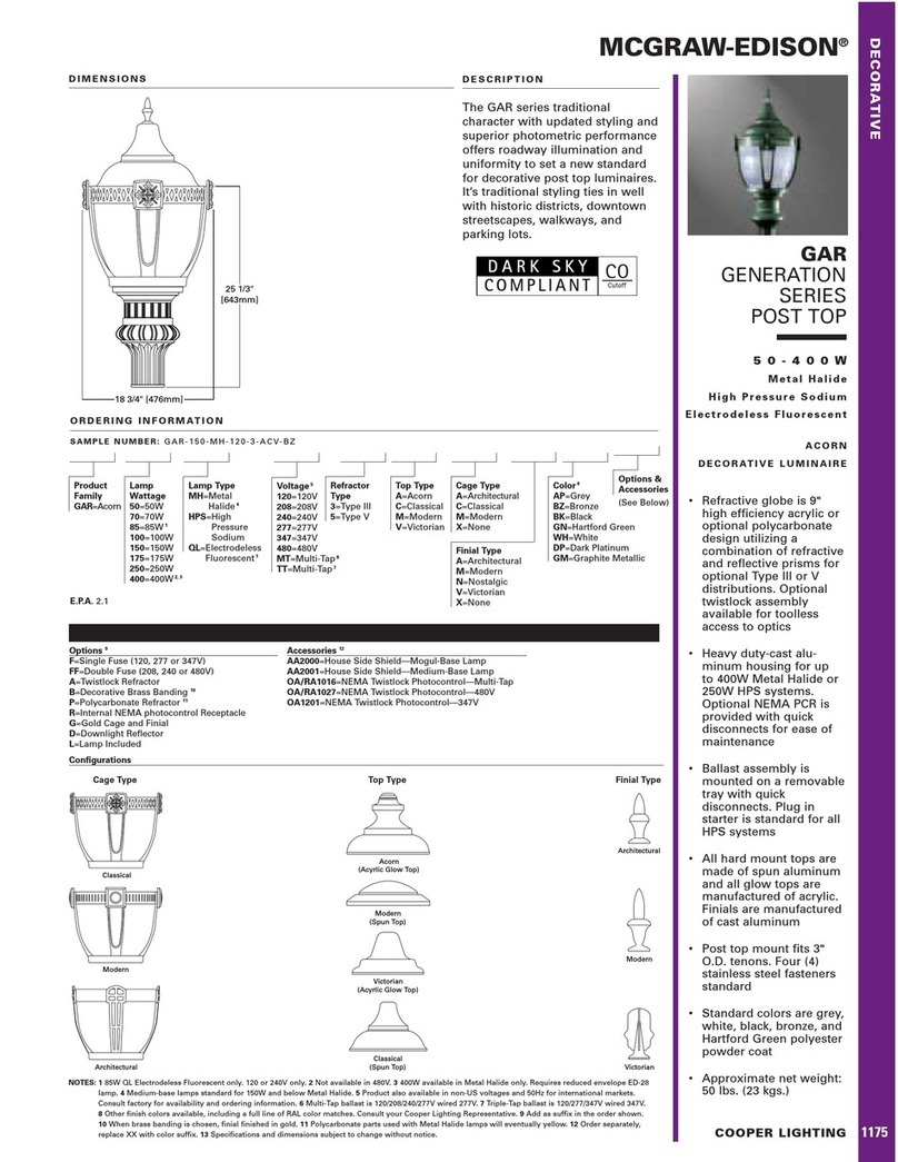Cooper Lighting MCGRAW-EDISON GAR User manual Cooper Lighting MCGRAW-EDISON GAR User manual