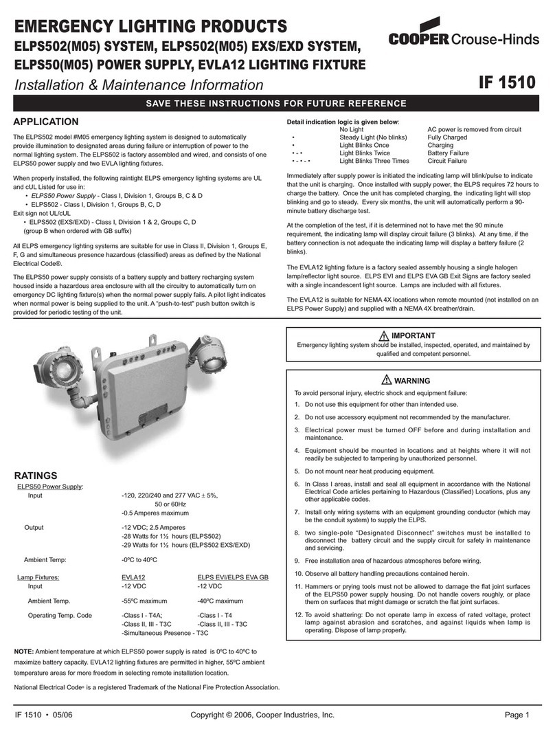 Cooper ELPS502 Installation & maintenance