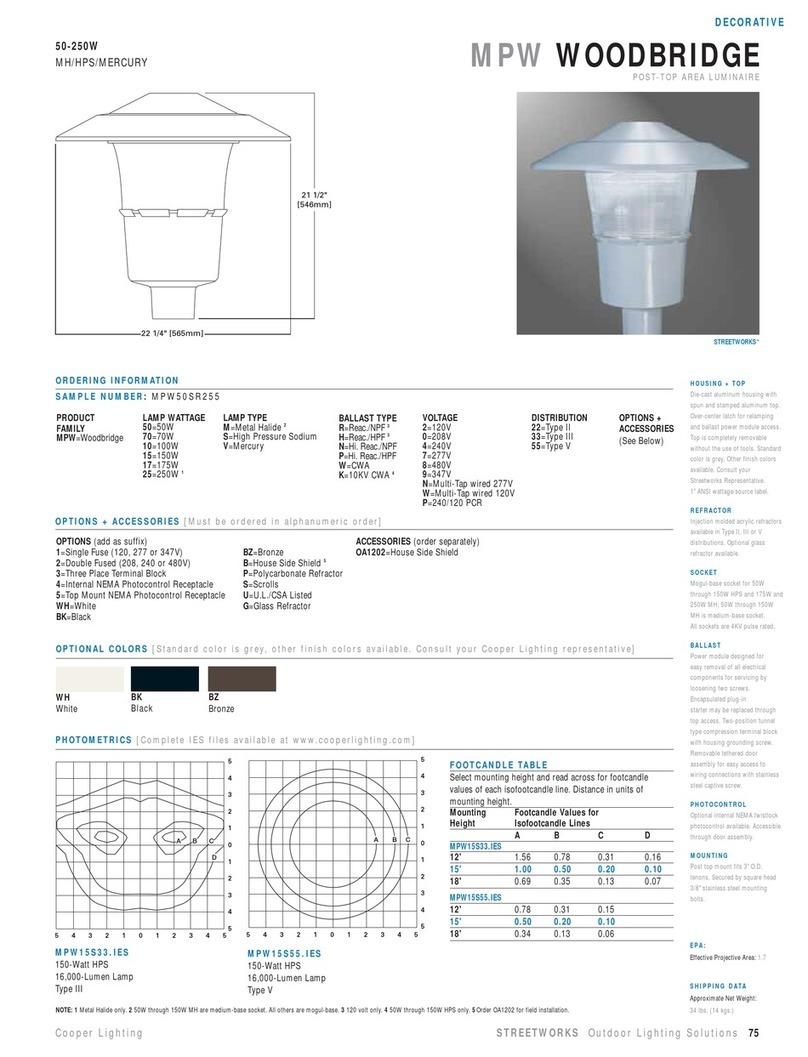 Cooper Lighting Woodbridge MPW50SR255 User manual Cooper Lighting Woodbridge MPW50SR255 User manual
