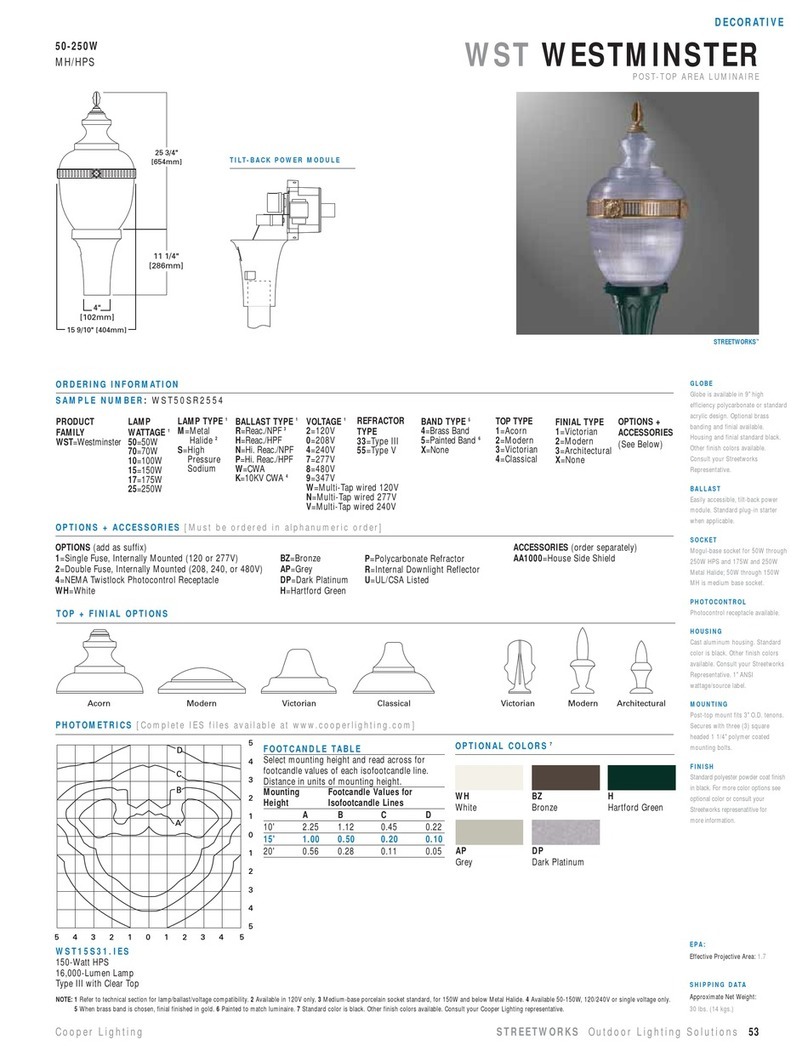 Cooper Lighting Westminster WST50SR2554 User manual Cooper Lighting Westminster WST50SR2554 User manual