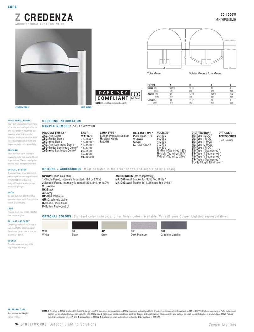 Cooper Lighting ZAD17MWW3D User manual Cooper Lighting ZAD17MWW3D User manual