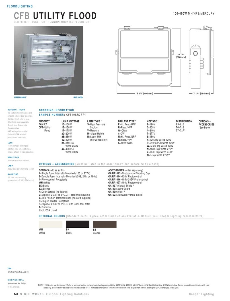 Cooper Lighting Utility Flood CFB10SR2774 User manual