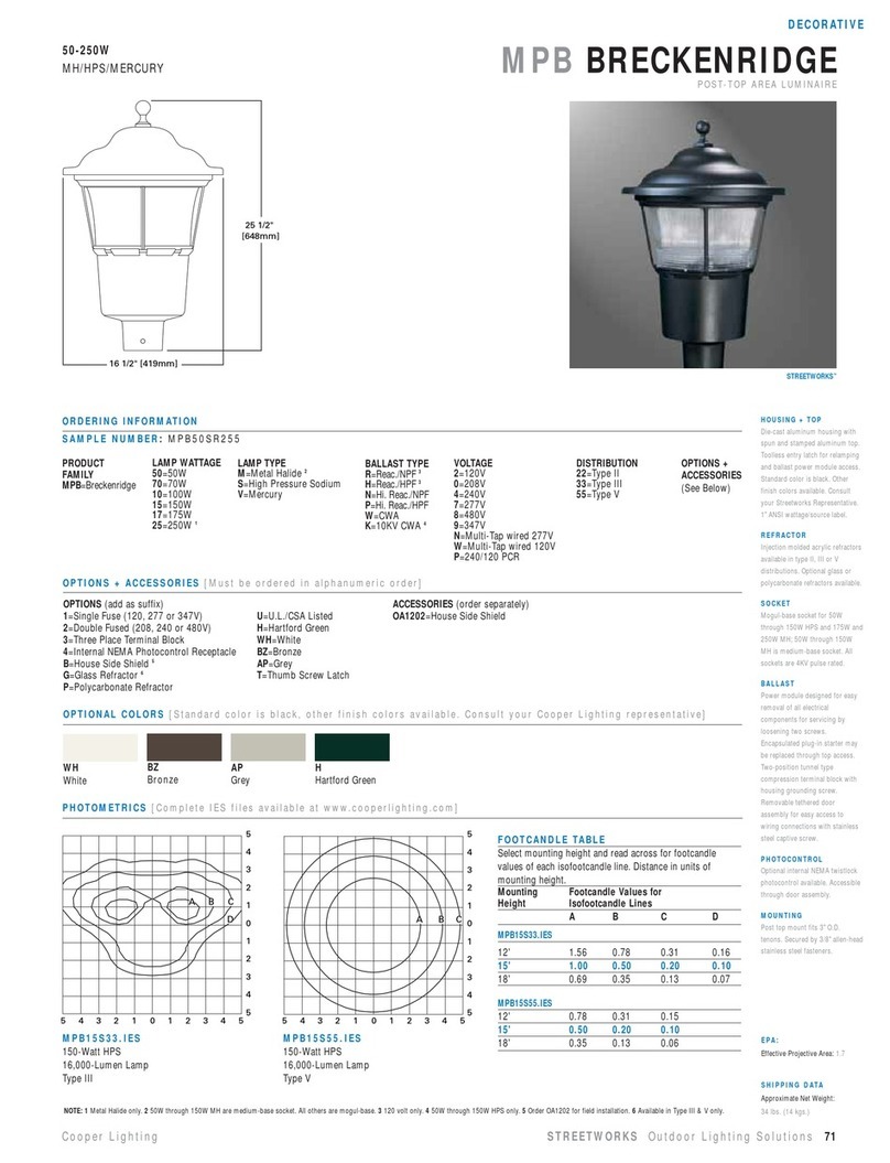 Cooper Lighting Breckenridge MPB50SR255 User manual Cooper Lighting Breckenridge MPB50SR255 User manual