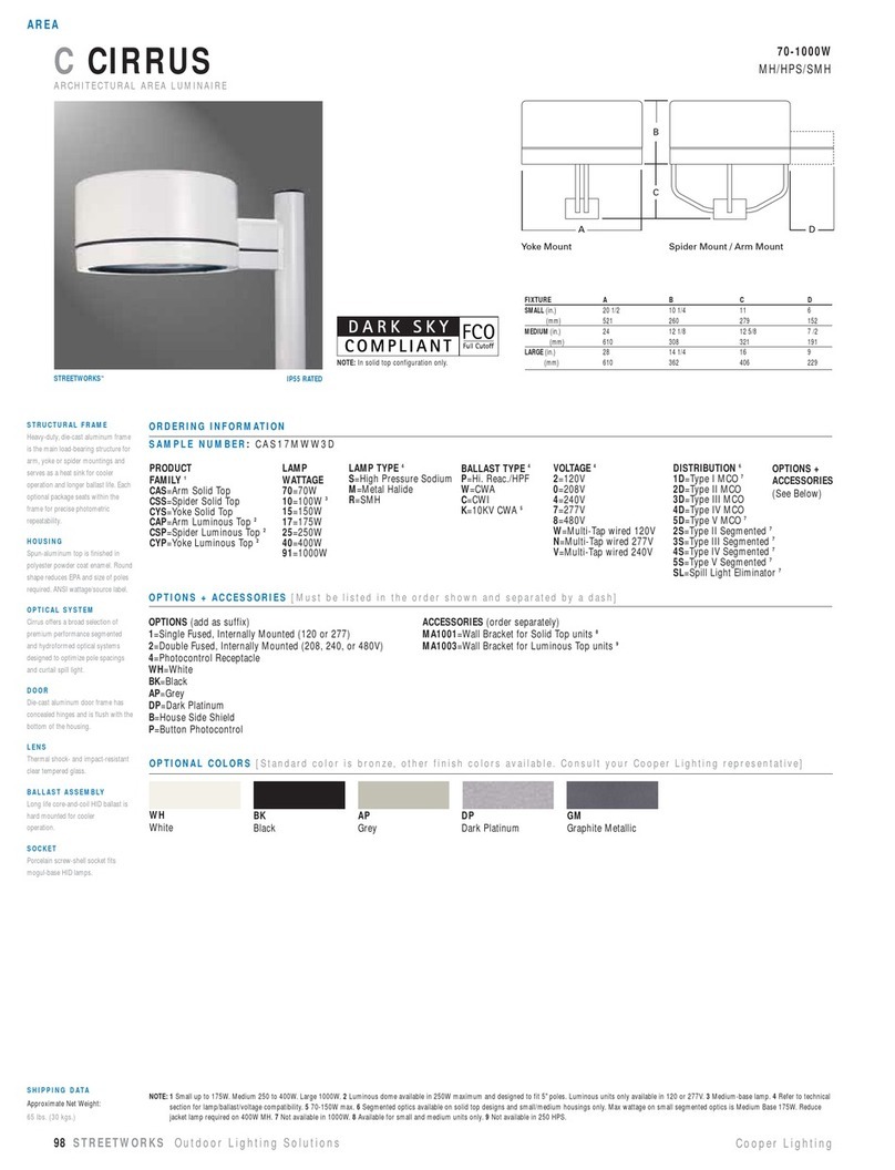 Cooper Lighting C CIRRUS CAS17MWW3D User manual