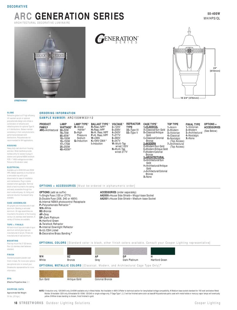 Cooper Lighting ARC15SWW33112 User manual Cooper Lighting ARC15SWW33112 User manual