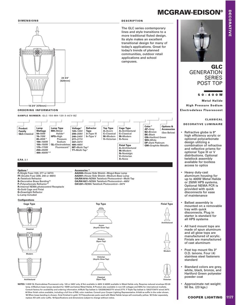 Cooper Lighting 50 - 400W User manual Cooper Lighting 50 - 400W User manual