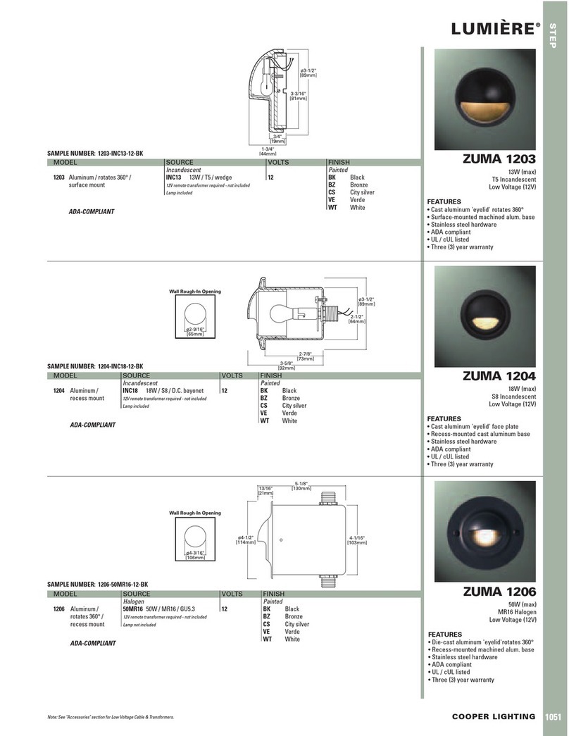 Cooper Lighting Zuma 1203 User manual