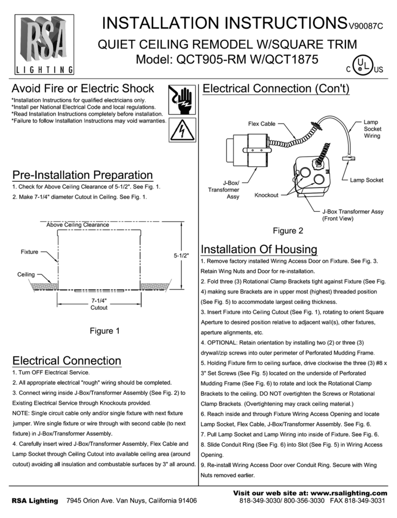 RSA Lighting W/QCT1875 User manual