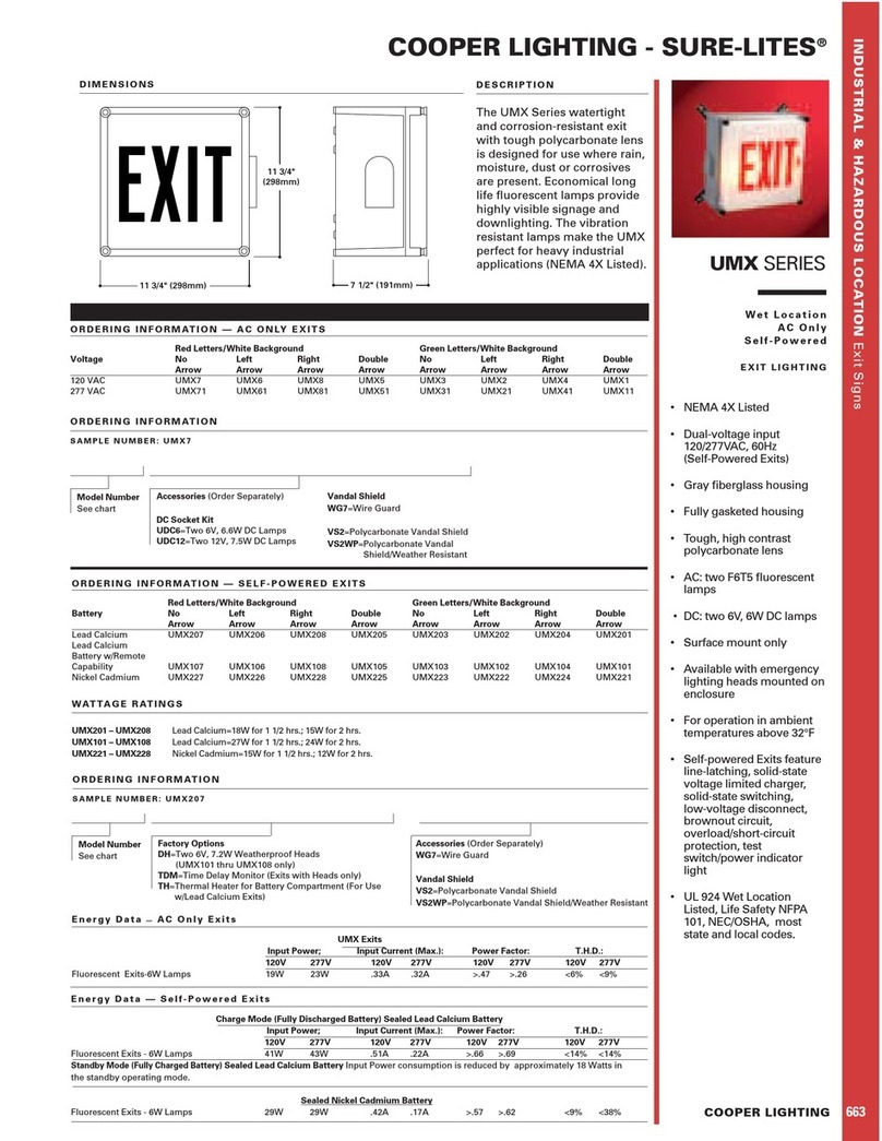 Cooper Lighting UMX Series Watertight User manual Cooper Lighting UMX Series Watertight User manual