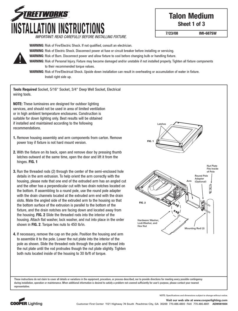 Cooper Lighting TMU/TLU User manual Cooper Lighting TMU/TLU User manual