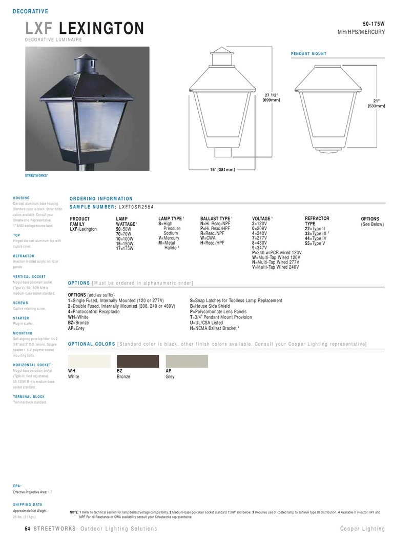 Cooper Lighting Lexington LXF70SR2554 User manual Cooper Lighting Lexington LXF70SR2554 User manual