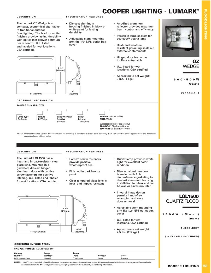 Cooper Lighting Lumark LQL1500 User manual Cooper Lighting Lumark LQL1500 User manual