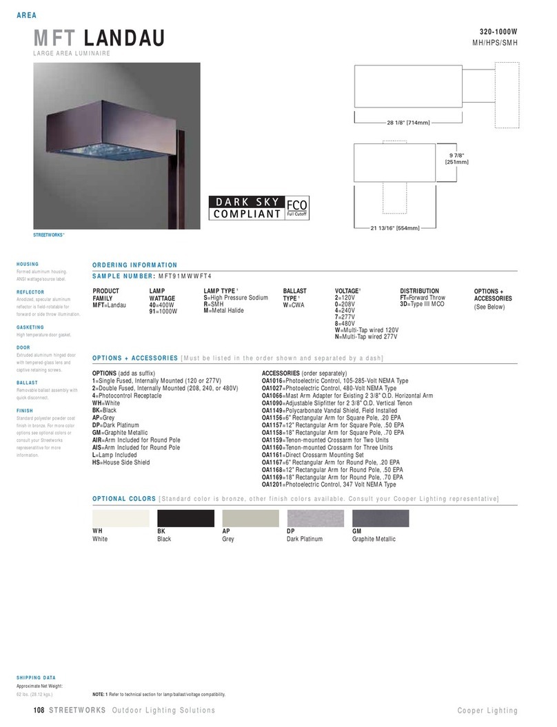 Cooper Lighting Landau MFT91MWWFT4 Specification sheet