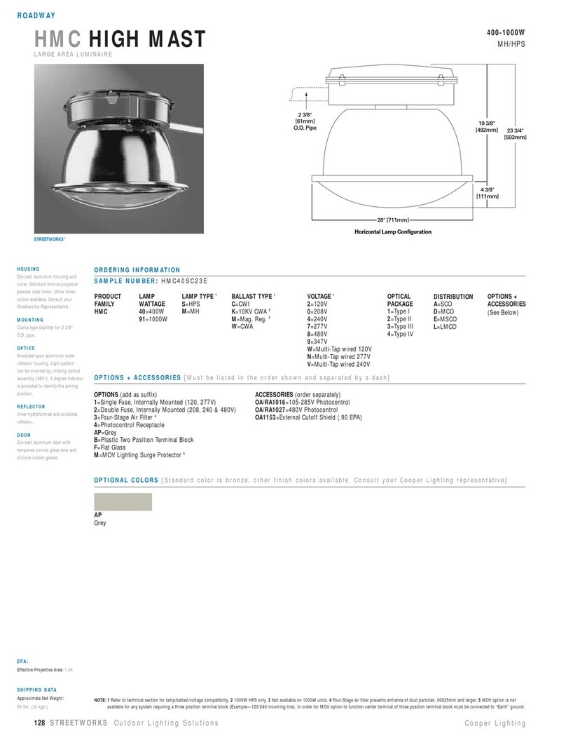 Cooper Lighting High Mast HMC40SC23E Specification sheet
