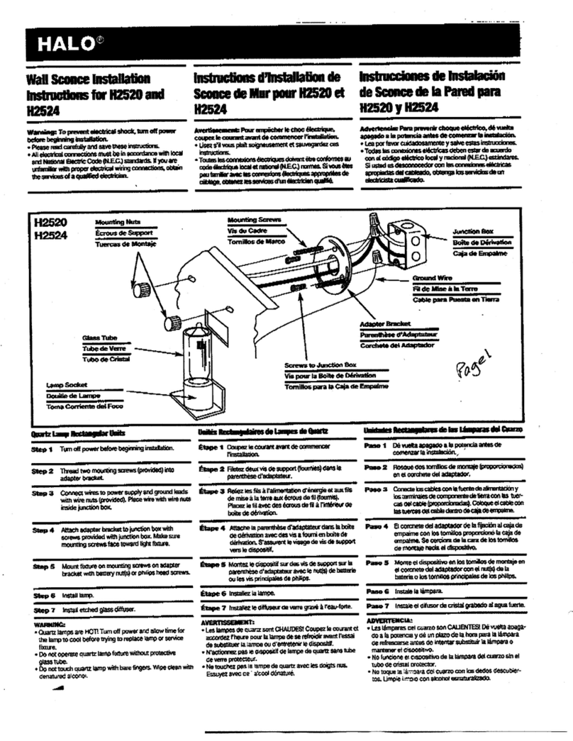 Cooper Lighting HALO H2520 User manual Cooper Lighting HALO H2520 User manual