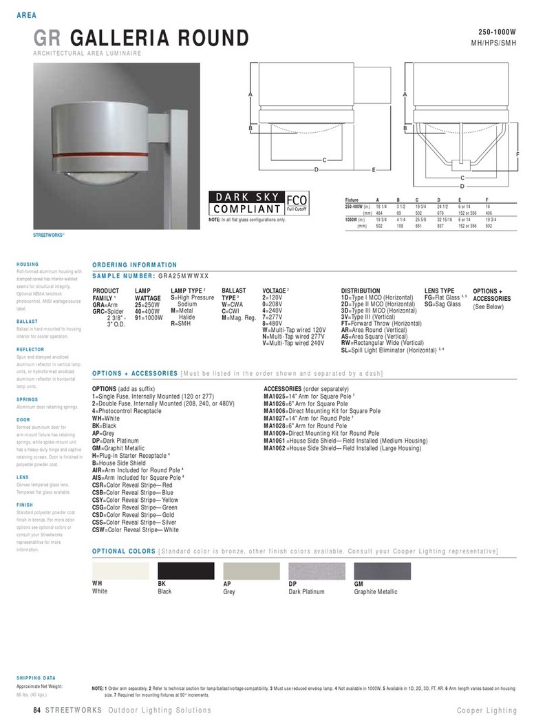 Cooper Lighting Galleria Round GRA25MWWXX User manual Cooper Lighting Galleria Round GRA25MWWXX User manual