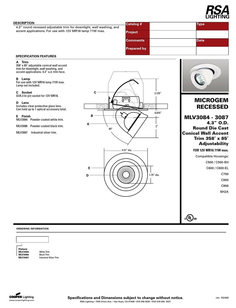 RSA Lighting Microgem MLV3084 User manual