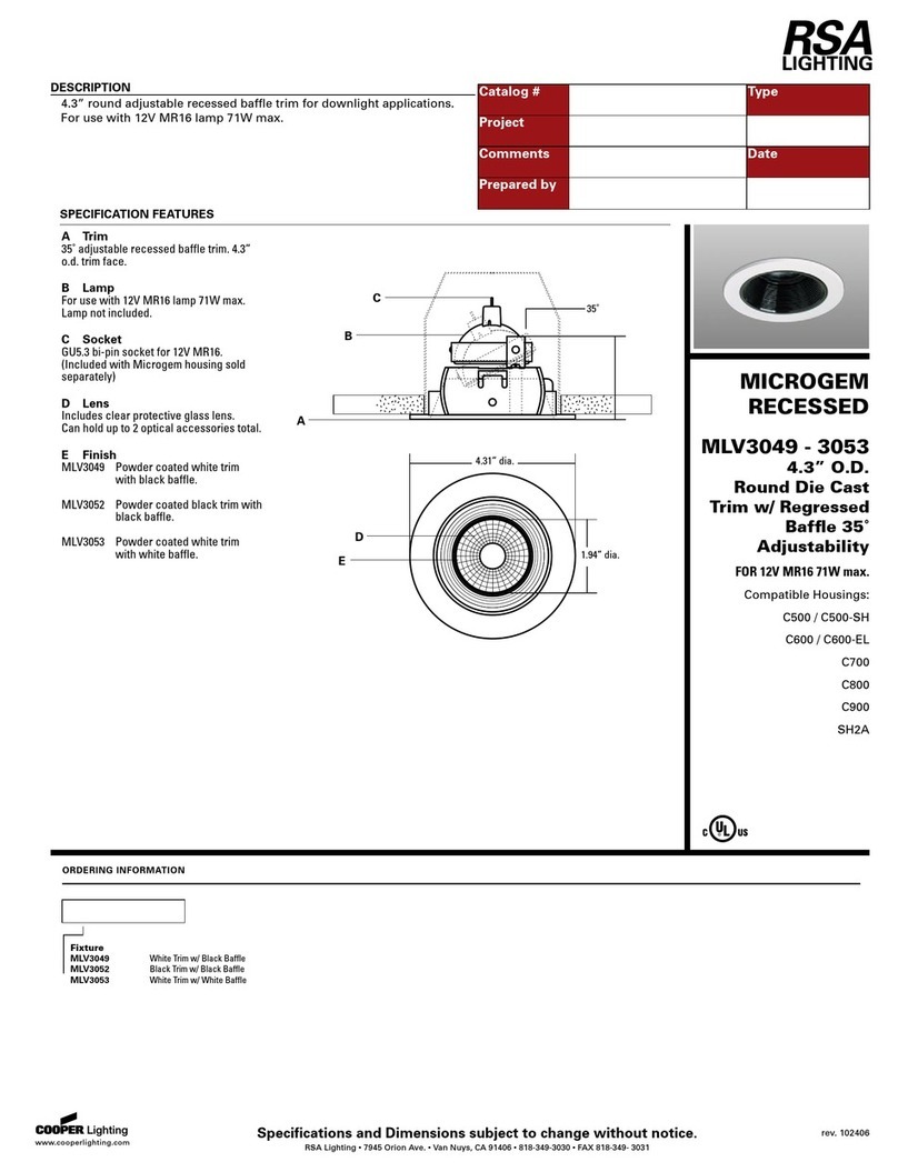 RSA Lighting Microgem MLV3049 User manual RSA Lighting Microgem MLV3049 User manual