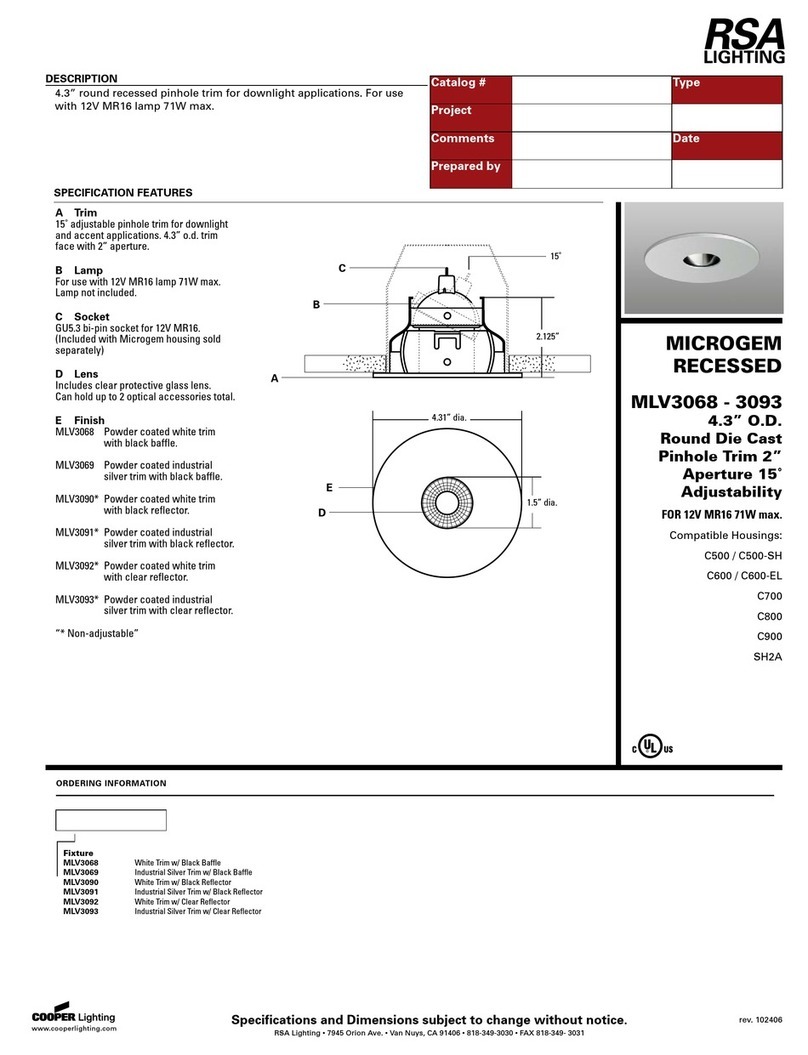 RSA Lighting Microgem MLV3068 User manual