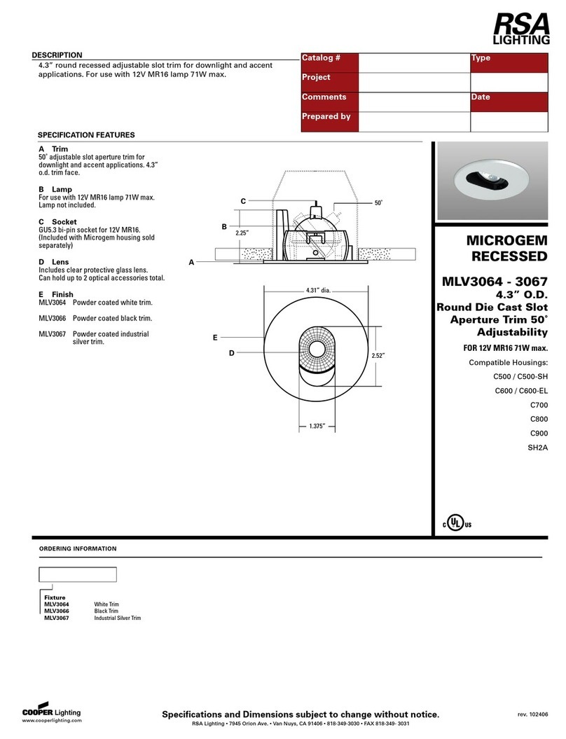 RSA Lighting Microgem MLV3064 User manual