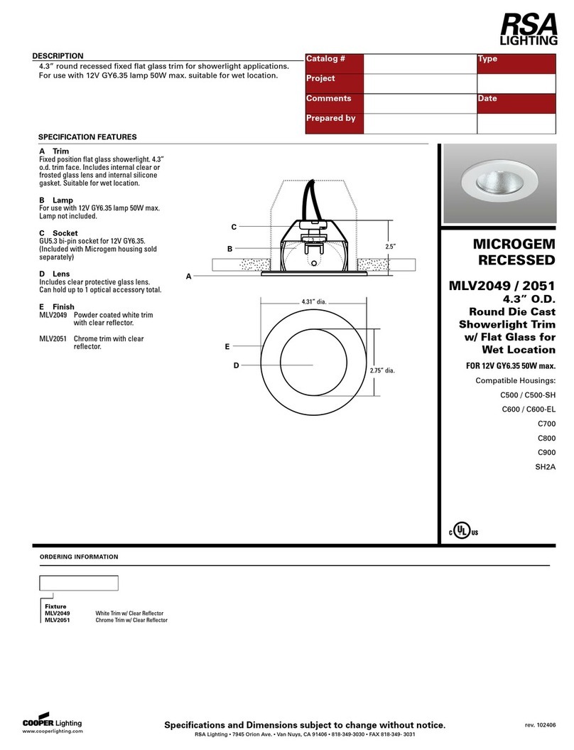 RSA Lighting Microgem MLV2049 User manual RSA Lighting Microgem MLV2049 User manual