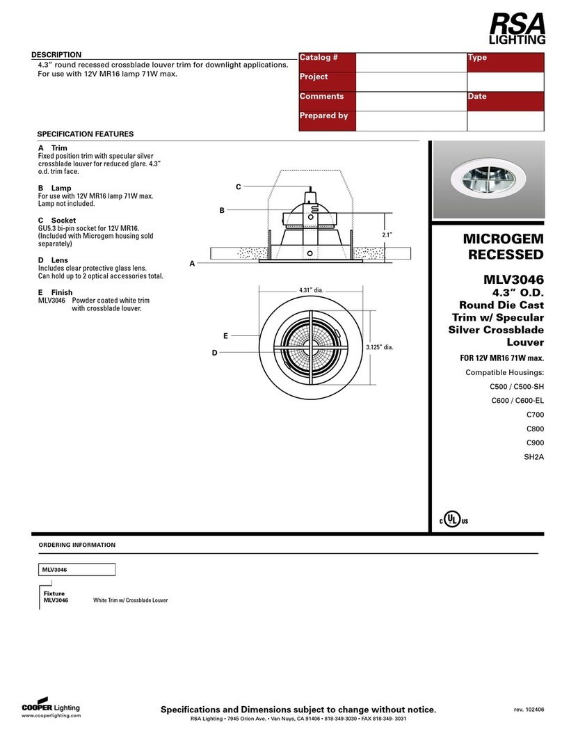 RSA Lighting Microgem MLV3046 User manual