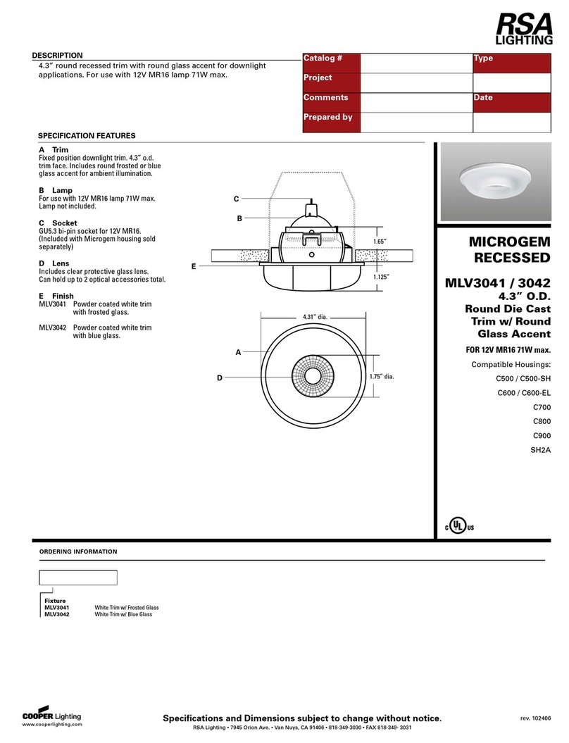 RSA Lighting Microgem MLV3041 User manual