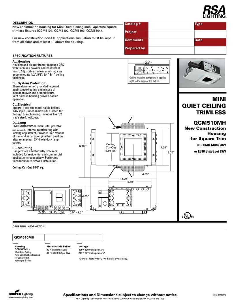 RSA Lighting Mini Quiet Ceiling Trimless QCM510MH User manual
