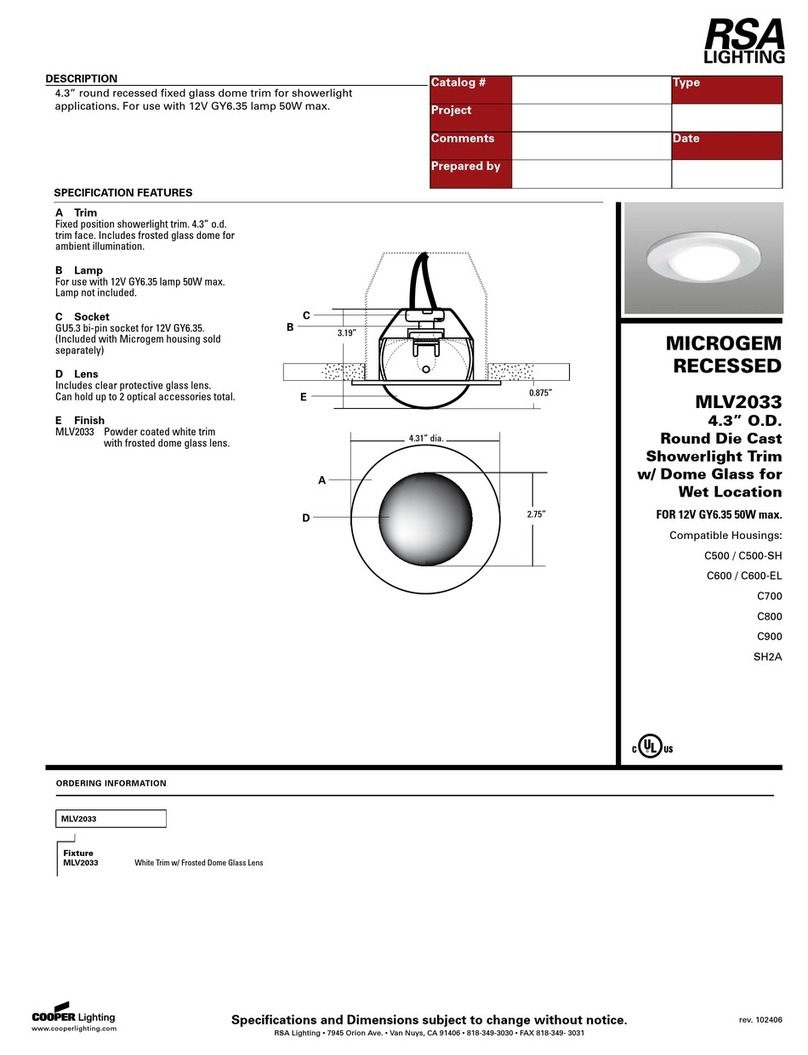 RSA Lighting Microgem MLV2033 User manual RSA Lighting Microgem MLV2033 User manual