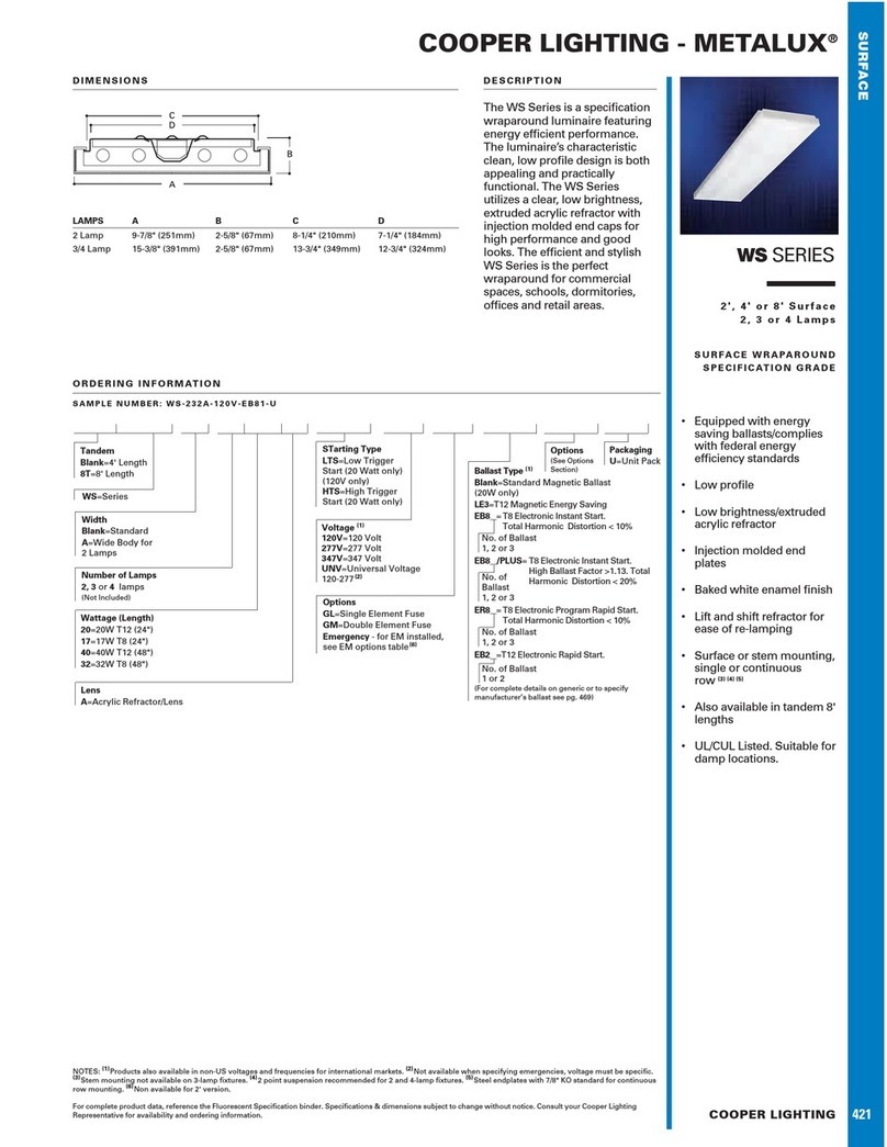 Cooper Lighting Metalux WS Series User manual