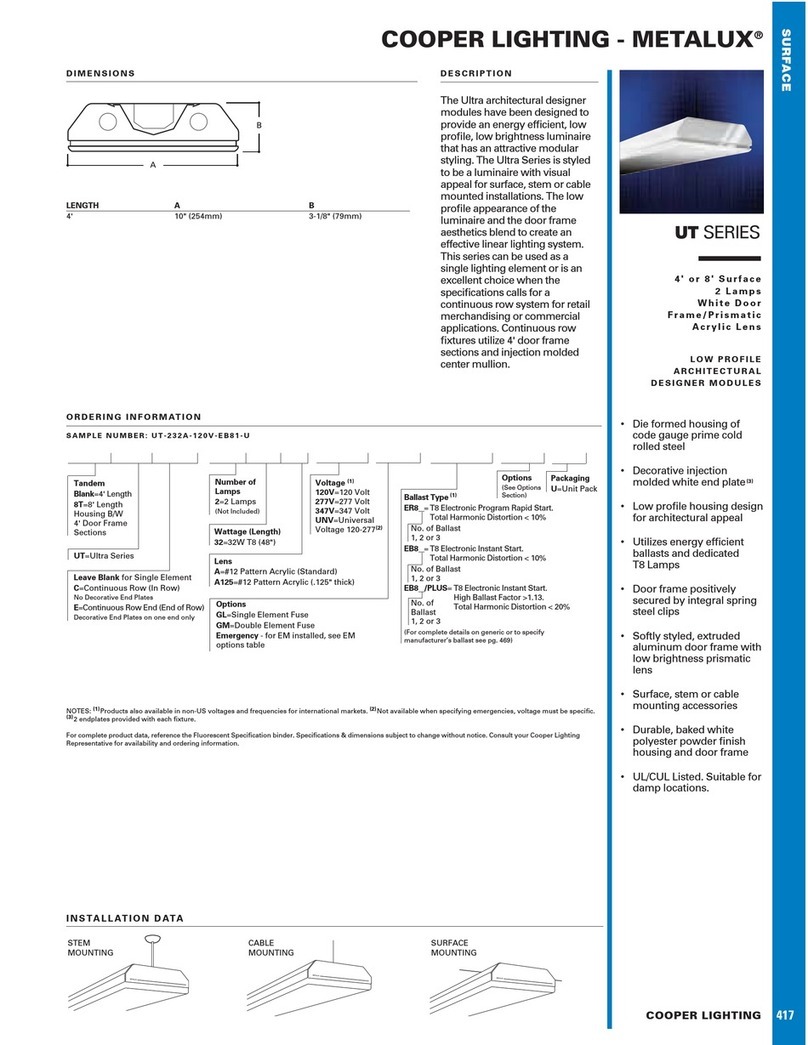 Cooper Lighting Metalux UT Series User manual