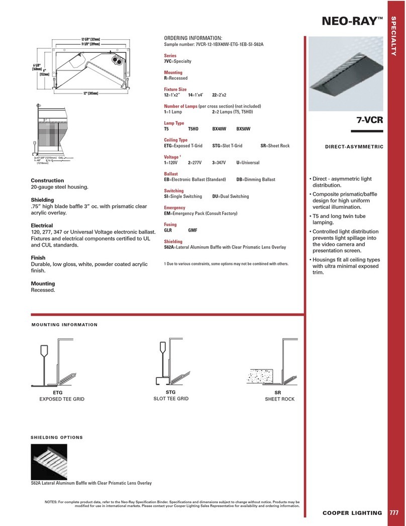 Cooper Lighting NEO-RAY 7VCR User manual Cooper Lighting NEO-RAY 7VCR User manual