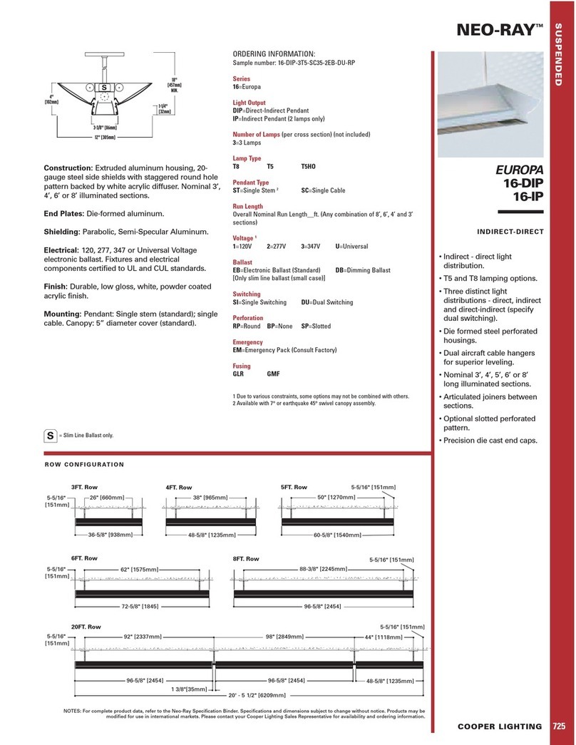 Cooper Lighting Neo-Ray 725 User manual