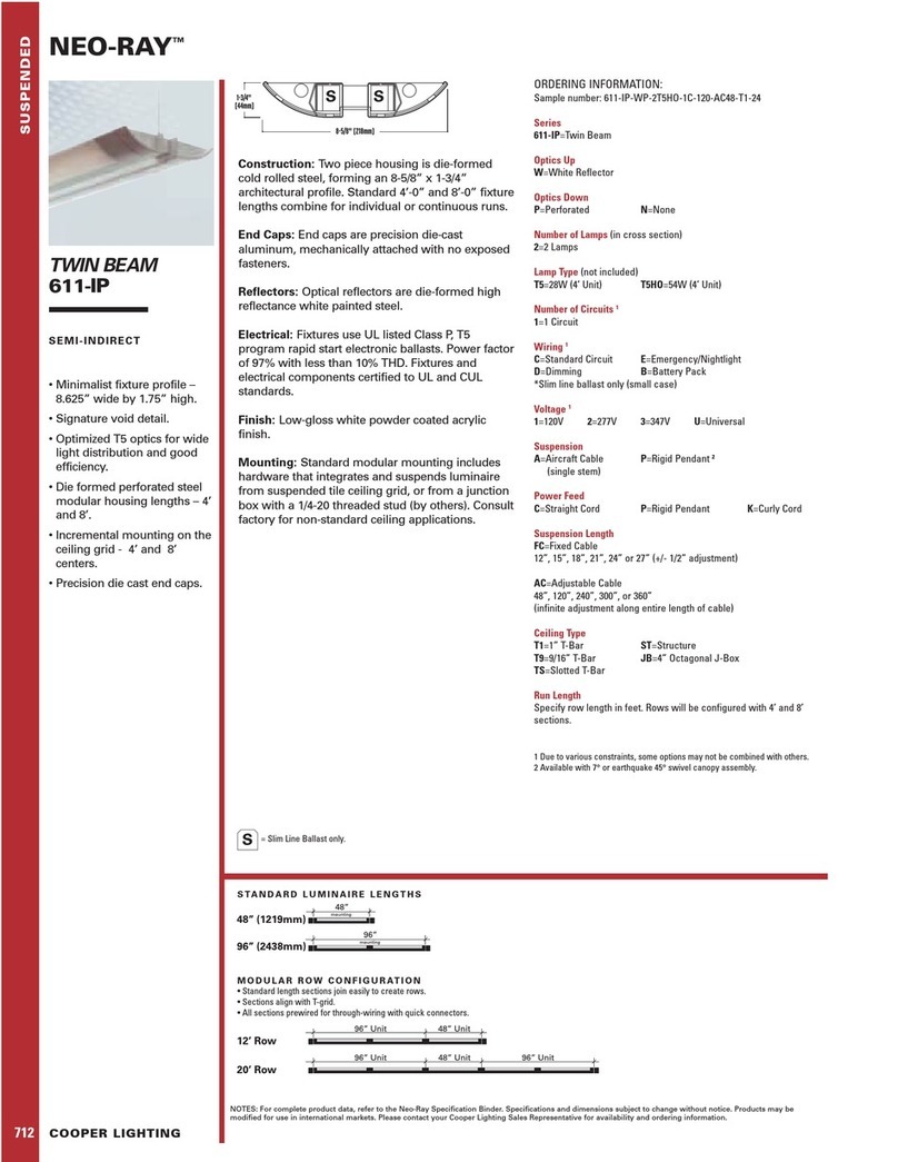 Cooper Lighting Neo-Ray 611-IP User manual