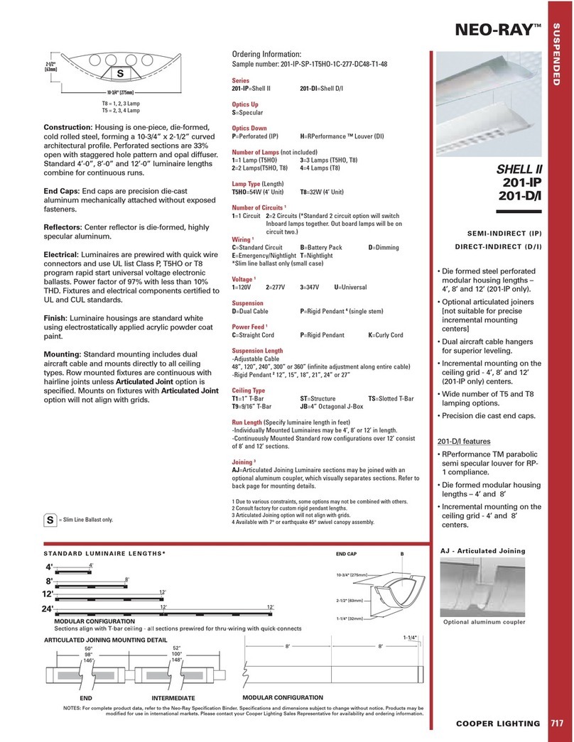 Cooper Lighting Neo-Ray 201-D/I User manual