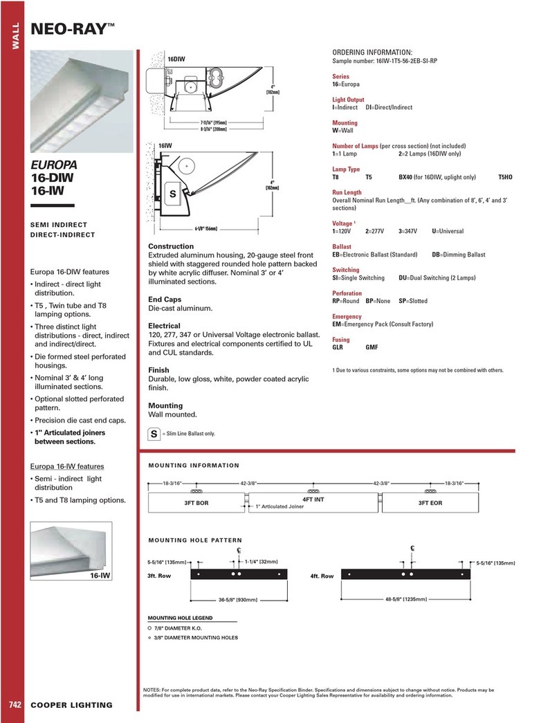 Cooper Lighting Neo-Ray Europa 16-DIW User manual