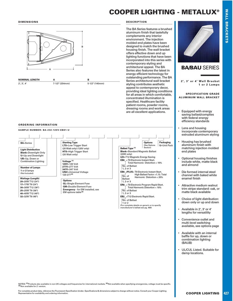Cooper Lighting Metalux BA SERIES User manual Cooper Lighting Metalux BA SERIES User manual