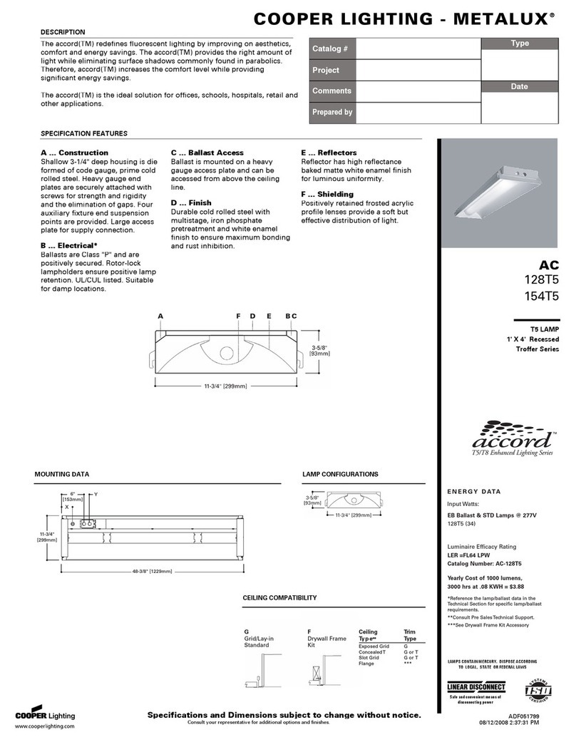 Cooper Lighting Metalux AC128T5 User manual Cooper Lighting Metalux AC128T5 User manual