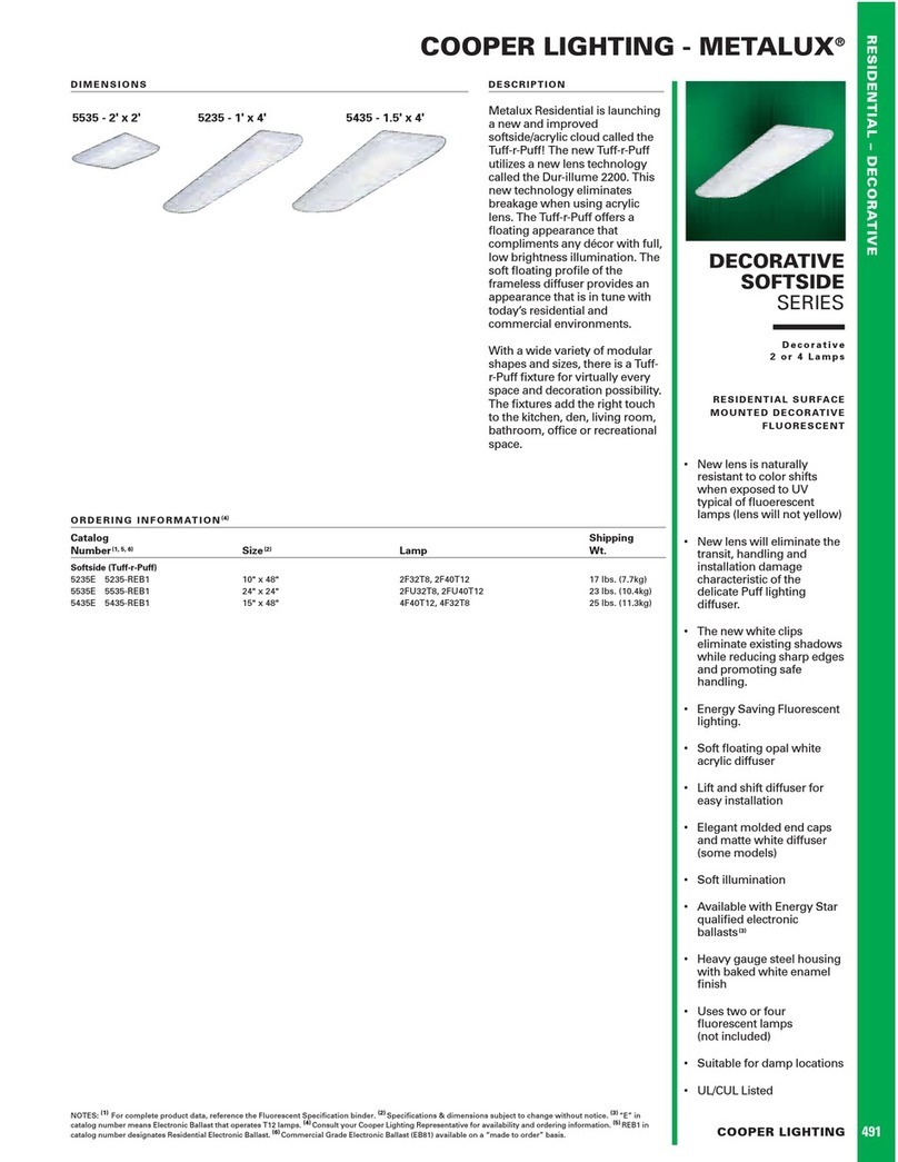Cooper Lighting Metalux 491 User manual Cooper Lighting Metalux 491 User manual